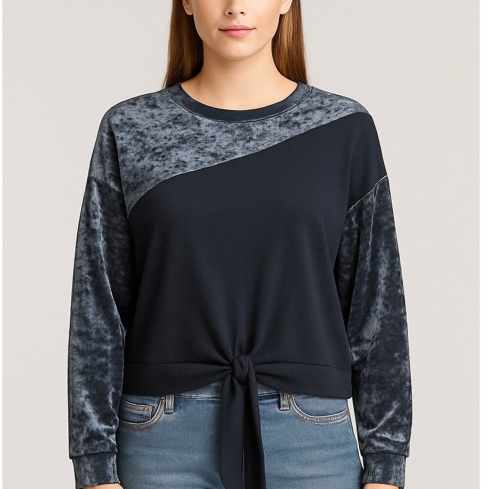 Code x Mode Crushed Velvet Tie Front Top